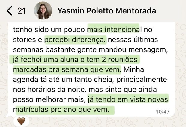Depoimento de aluna