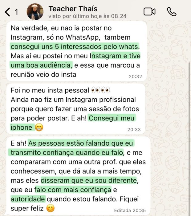 Depoimento de aluna